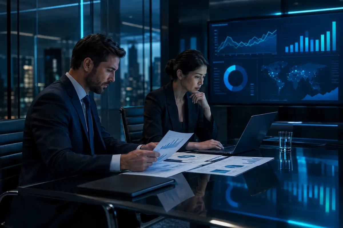 Underwriting team reviewing merchant risk data